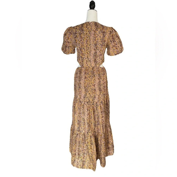 WAYF Plaza Cutout Puff Sleeve Tiered Maxi Dress Animal Print - Picture 9 of 10